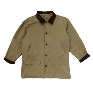 VTG L.L. Bean Barn Coat Jacket Mens 2XL XXL Tall Tan Canvas Corduroy Chore Lined